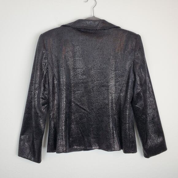 Cache Jacket Snakeskin Reptile Shiny Textured Edgy Black Vintage Size 10 - Picture 5 of 11